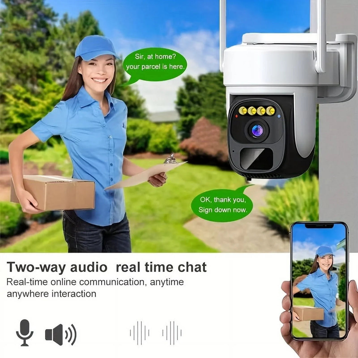 Night Wireless with Motion IP66 - Color Birthdays, 2-Way Boys Tilt President's Camera Pan & 3MP 360° Vision, Gift Waterproof Talk, Perfect for Easter, Detection, Security Solar-Powered exterior Day, 2K