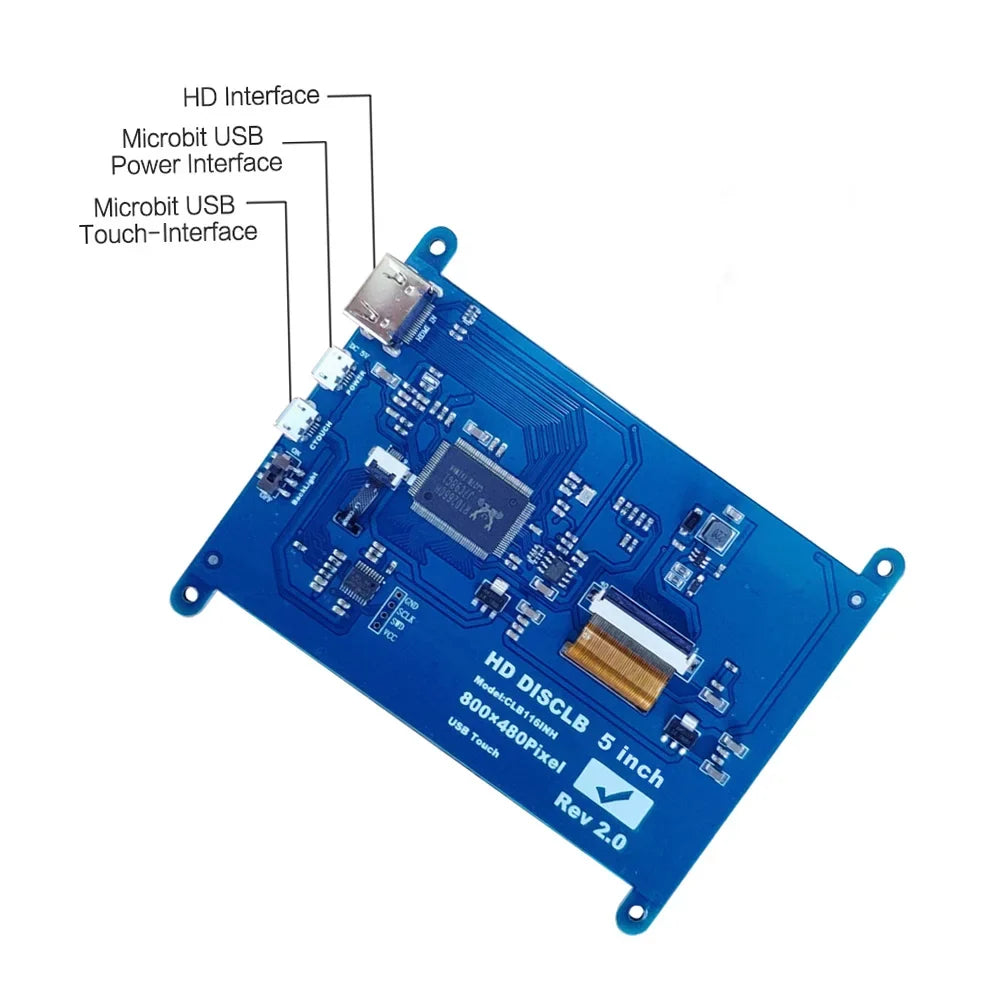 Compatible Inch 5 Monitor Capacitive Portable 800*480 Tool Display Resolution Small Raspberry HD USB Andoer with HD Touchscreen Interface with Pi