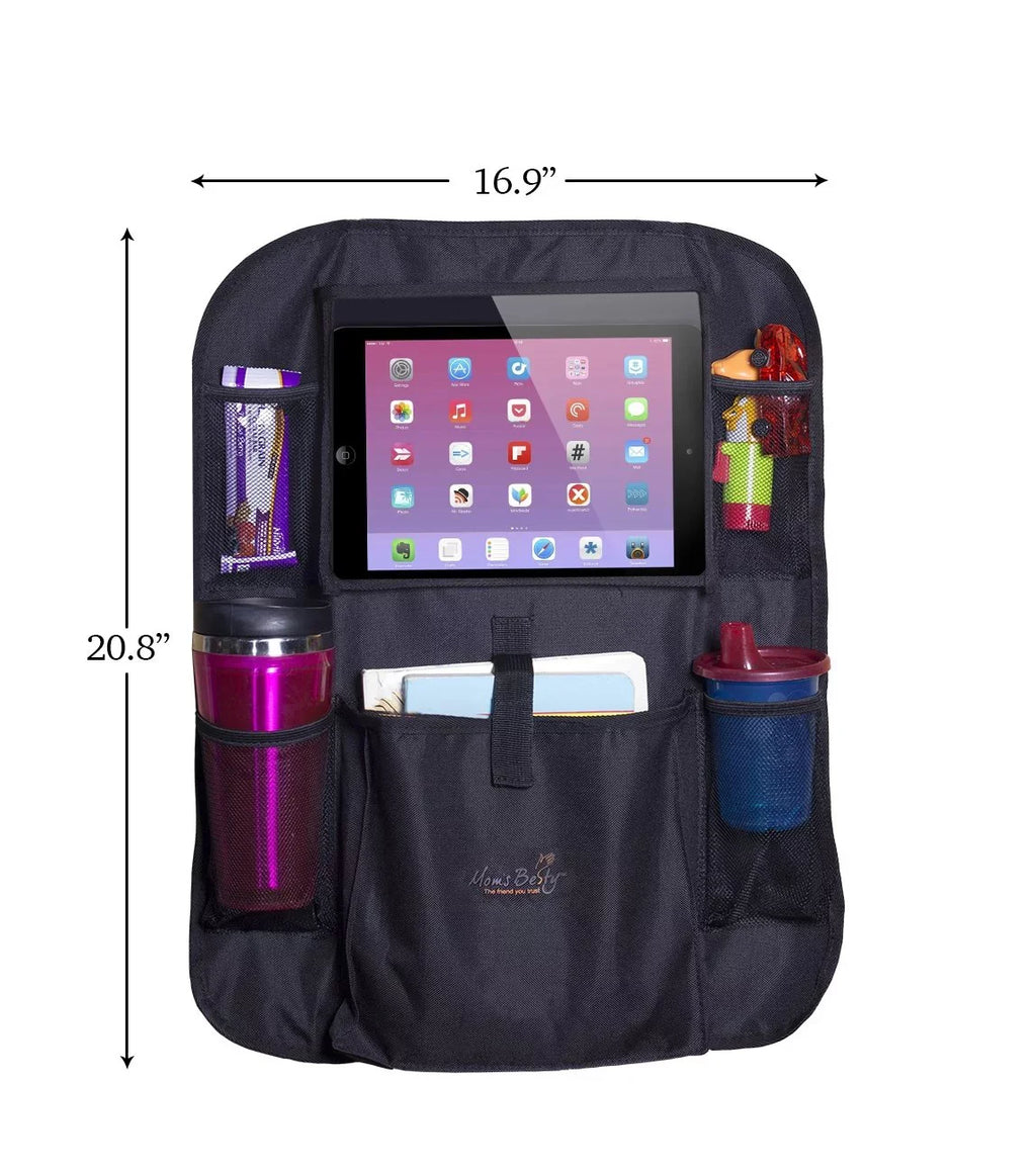 Car for for - Back Seat Screen Android Auto and Multipurpose Besty Kids Toddlers Mat, Protector, & Seat Kick Use Tablet Touch Holder Organizer Tablets Back Organizer as - iOS Car Mom's