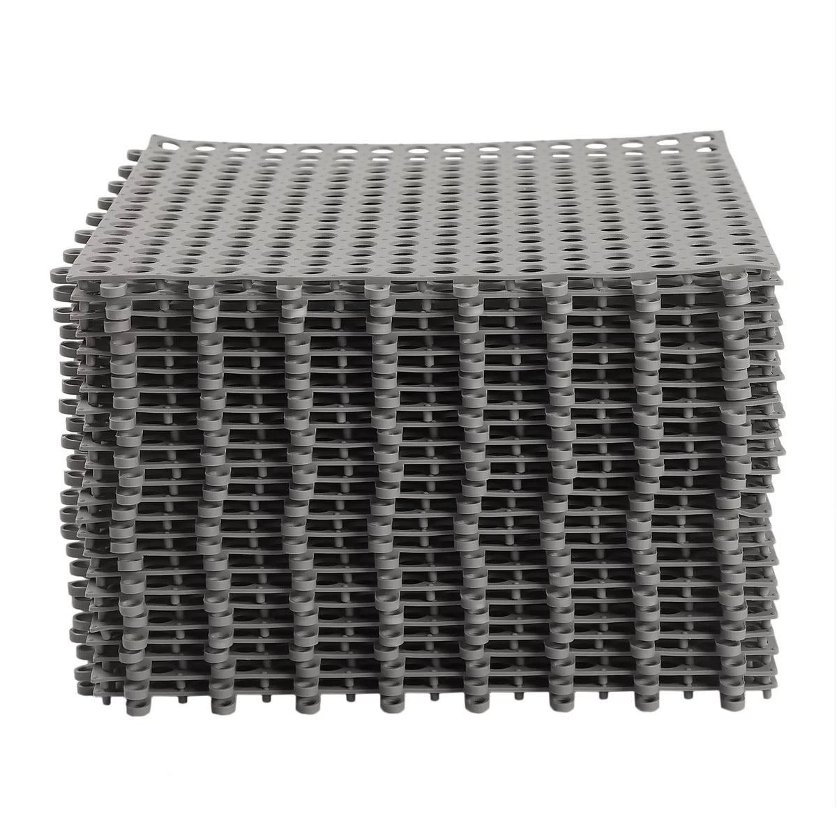 Drainage PVC Mat Shower Floor Interlocking Kitchen, Gray Bathroom, Holes Nonslip Mat,Soft Pool with 11.8*11.8" for Bath 24PCs