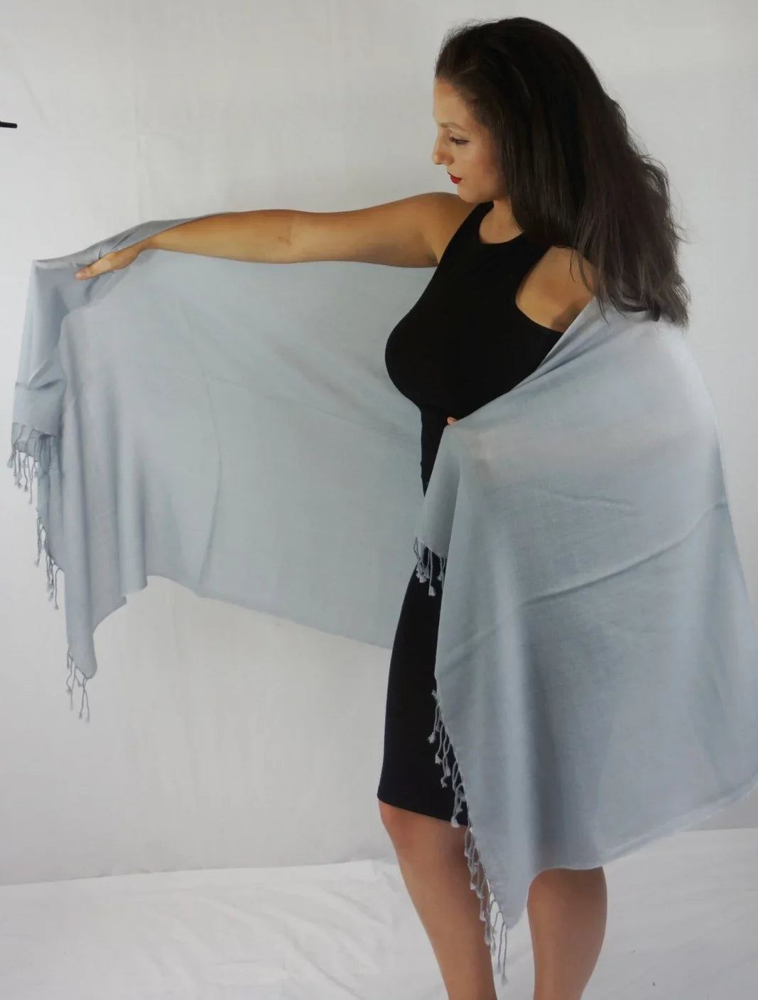 Scarf/Scarves/Shawl/Shawls/Stole/Wrap/Pashmina (Silver Shawl/Cashmere/Cashmere Scarf/Pashmina Scarf/Wool/Silk Grey)