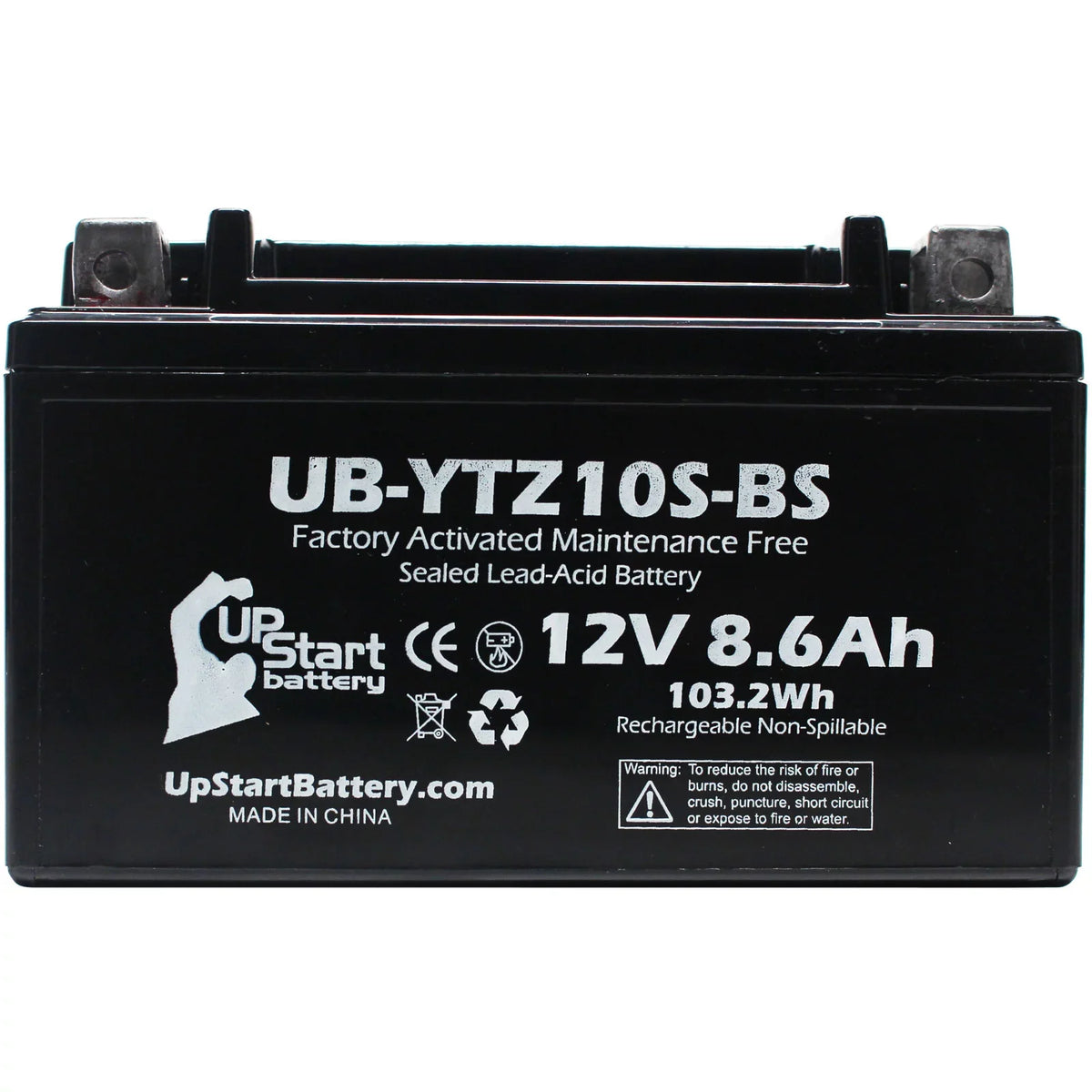 Yamaha 600CC UpStart 12V, (excl. - Battery YZF-R6 R6S) Activated, Motorcycle Battery Maintenance Free, UB-YTZ10S-BS 2011 Factory 2-Pack Replacement 8.6Ah,