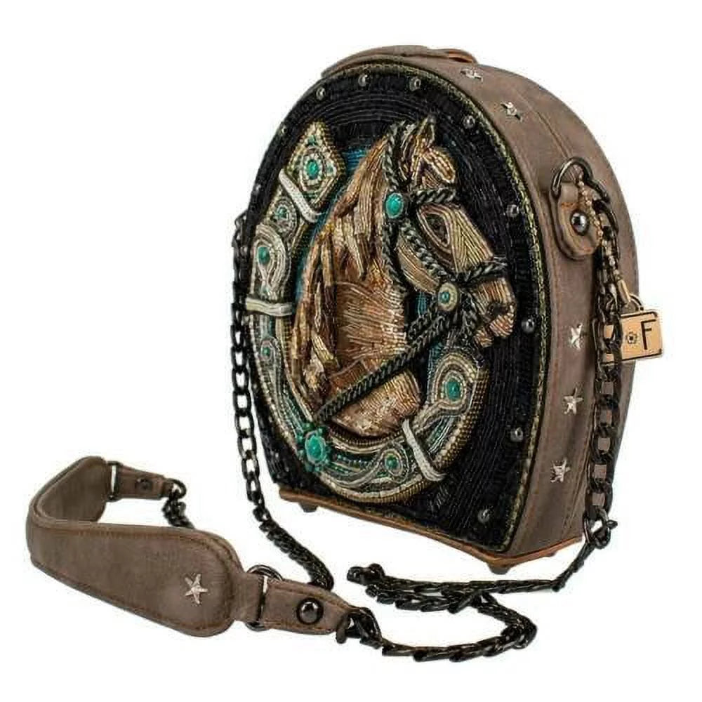 Handbag Blue Black Ride Frances Bag Beaded Ready to Shoe New Horse Mary