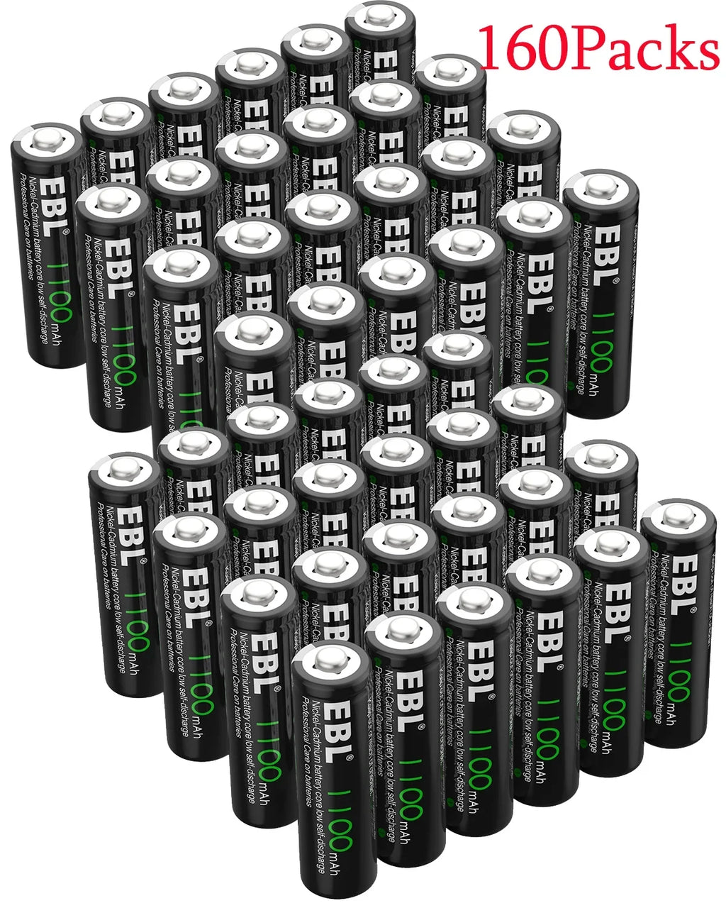 NiCd Rechargeable Lights 1.2V AA Batteries Ni-Cd EBL 1100mAh 160-PCS Solar