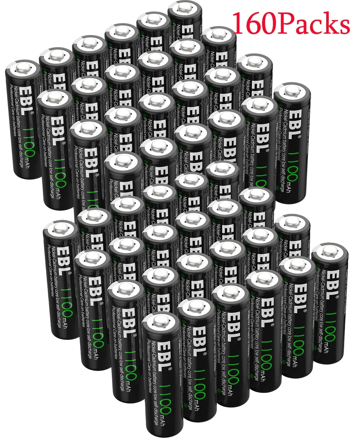 NiCd Rechargeable Lights 1.2V AA Batteries Ni-Cd EBL 1100mAh 160-PCS Solar
