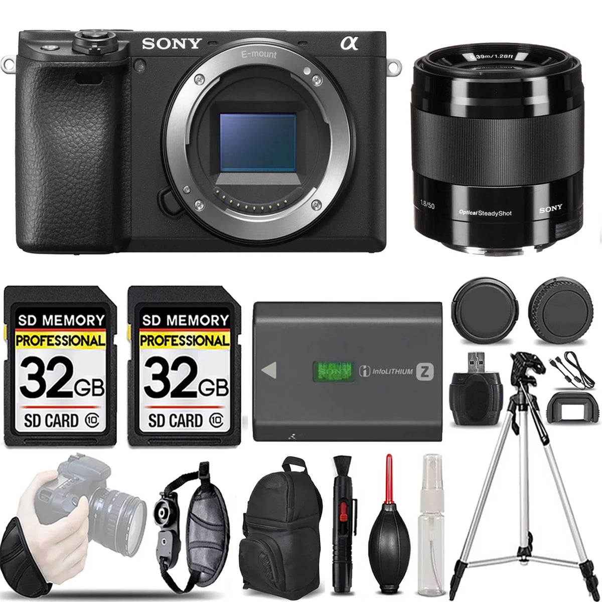 Camera Lens OSS a6400 -LOADED f/1.8 +50mm Mirrorless (Black) KIT