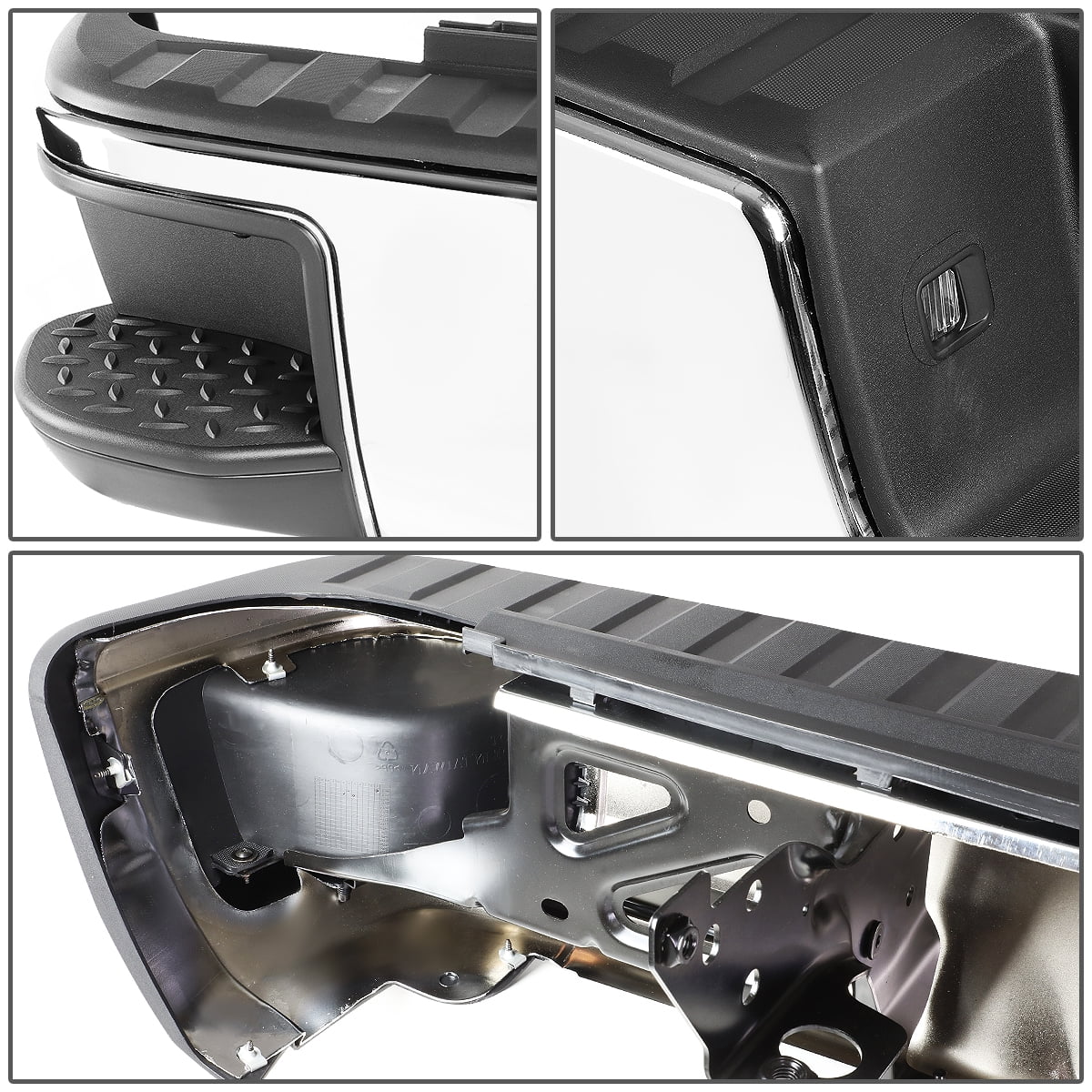 15 Bumper Rear Chevy 2018 STEPBUM-10013 Hole) Step 17 For DNA Park Corner Motoring Distance 2014 GMC Silverado 16 / to Chrome Sensor Sierra (No