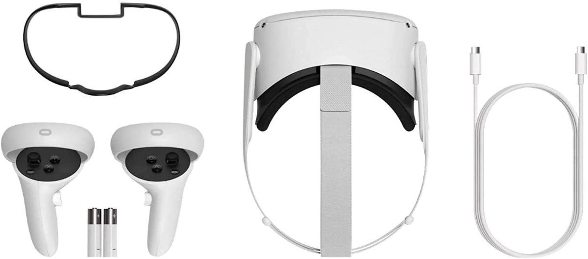 1832x1920 Refresh LCD, VR Touch Oculus Meta Controllers, Quest Rate Audio, Headset, SSD, up Earphone, Stickers 3D Hz 90 Mytrix 256GB Case, to Futuristic 2 Head Strap, All-In-One Purple Carrying Space