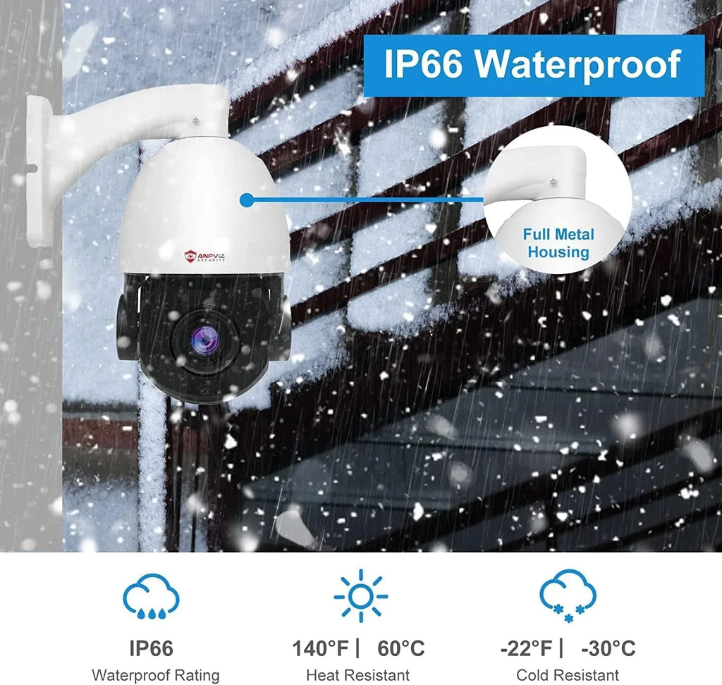 IP Surveillance Camera Camera Security IR Waterproof Night Vehicle Optical 20X PTZ 90°, with Vision, 5MP IP IP66 Detection, PTZ 360°/Tilt Pan Zoom, Indoor Metal, Anpviz PoE Person exterior Mic/Audio,