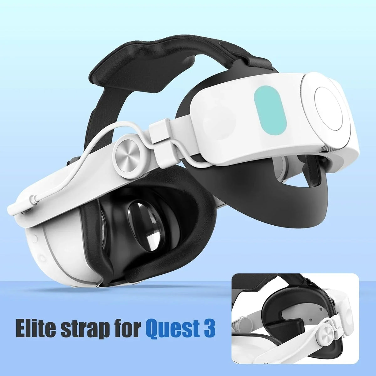 Elite Strap, Meta Accessories 3 Quest Head with 3, Pressure Playtime-for for Meta Extend Adjustable 5300mAh VR Battery Strap & Battery to Quest Reduce Pack
