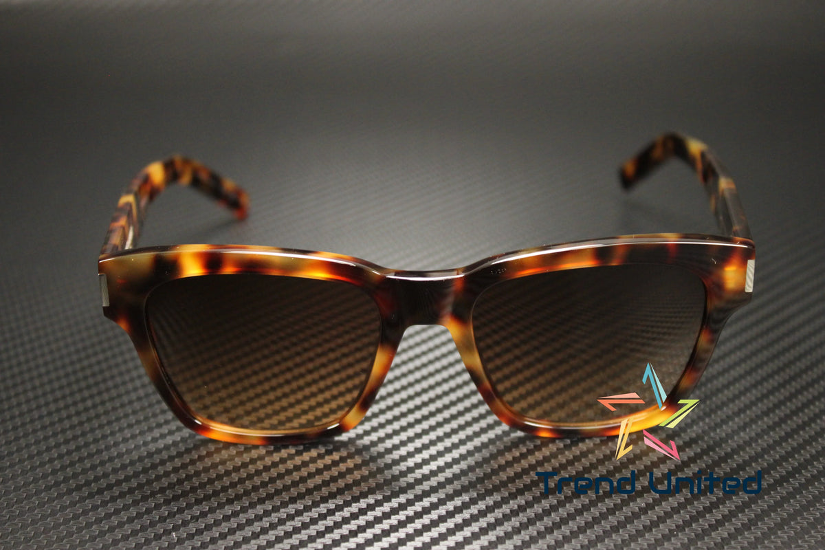 SL 003 Acetate Sunglasses Unisex Havana 560 mm LAURENT 54 Brown Squared SAINT