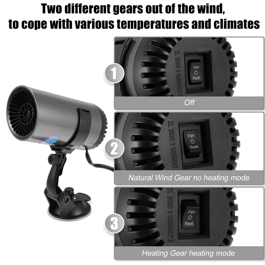 Unique Suction Portable Air 12V Purifying Car Bargains Defogger Defroster Heater 150W Holder with Gray