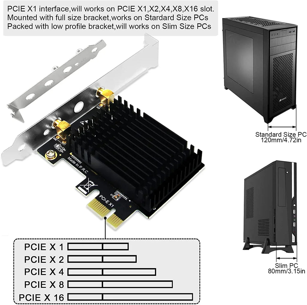 (32/64bit) and Band 8 Desktop Windows Beamformee,MU-MIMO PCI Heatsink Card for 300Mbps 867Mbps Wireless Express 1200Mbps 10 PCs-TX Server AC 7 Dual WiFi 5GHz 8.1 Technology 2.4GHz
