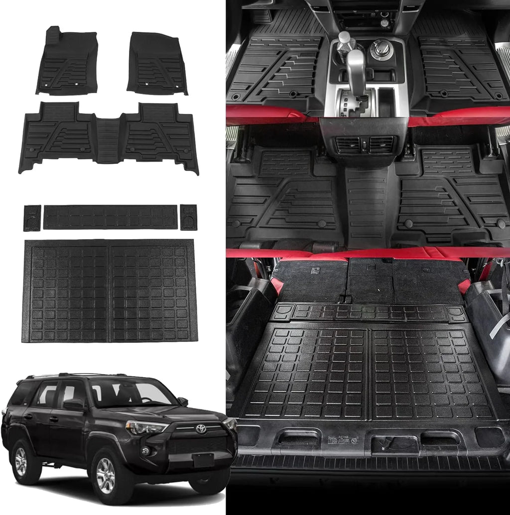 Liner Mat Toyota Accessories Rongtaod Floor Mat Compatible with Trunk + 4 Floor with 2013-2024 Mats Runner Sliding Seats Mats,Fit Cargo Cargo Tray) Trunk 2023 Liner (Trunk 4Runner Mats 5