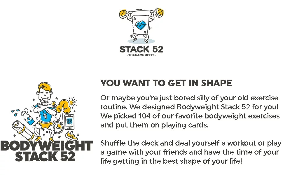 (Bodyweight Exercise by Pack) Fat Card Video 52 No a Bodyweight Cards: Instructions Playing Expert. Included. Needed. Muscle. Designed Fitness Military Equipment Mega Stack Game. Burn Workout Build