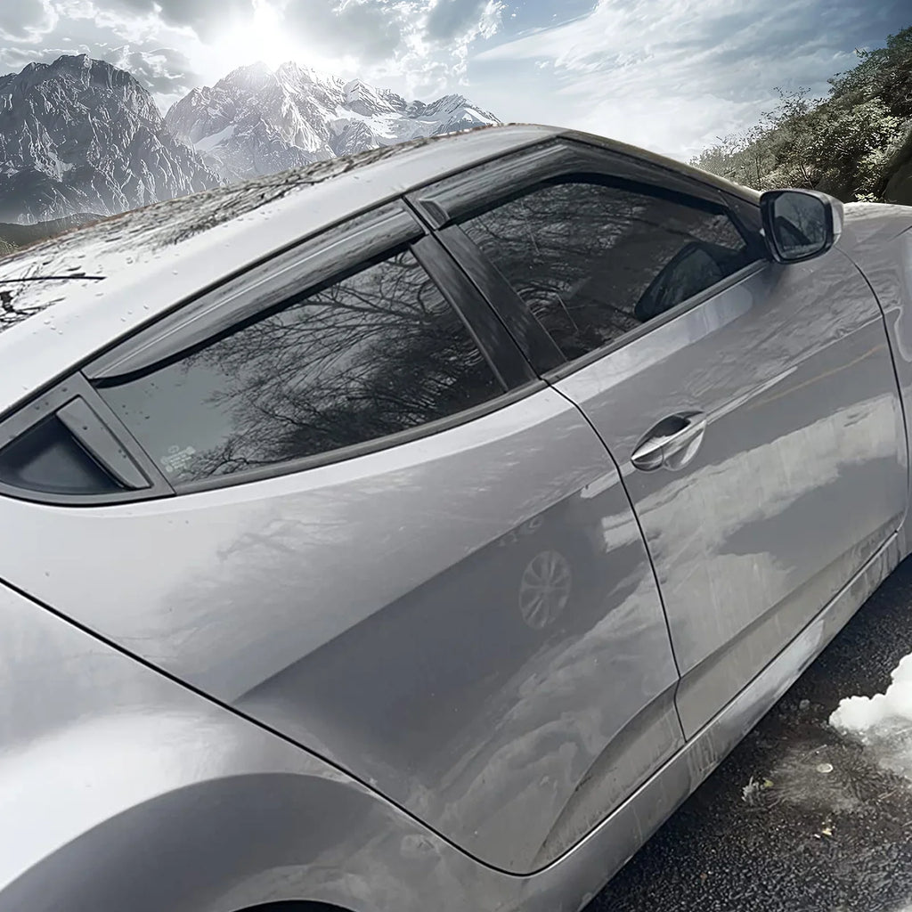 with Guard Rain 2012 Ikon Outside Vent 4Pc Hyundai 2014 Mount 2013 Compatible 2017 2011 Motorsports Deflector Window 2015 2016 Set Visor 2018 Veloster 2011-2018