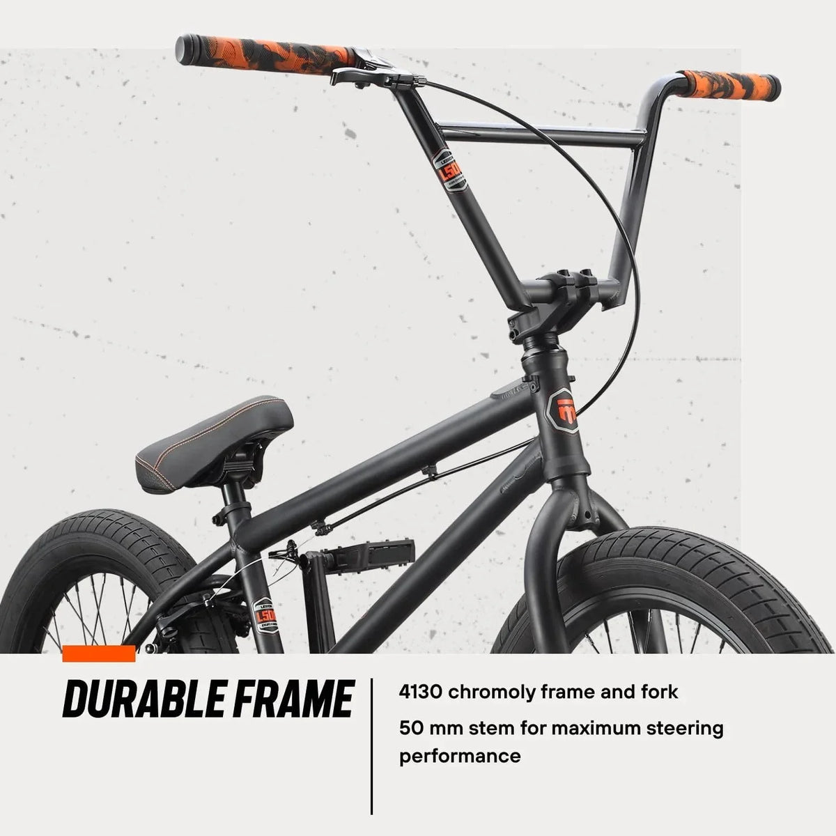 Legion Inch Box BMX Bike, BLACK/ORANGE - Frame, Freestyle Mongoose Steel 20 Wheels Open