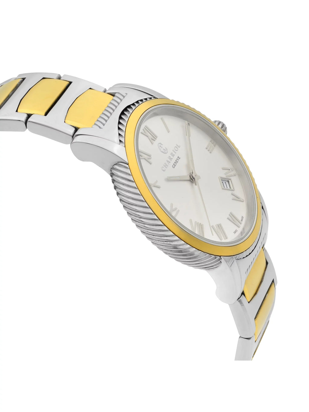 Parisii Tone Quartz Watch Dial Steel Silver Two Charriol Men P40SY2.931.001