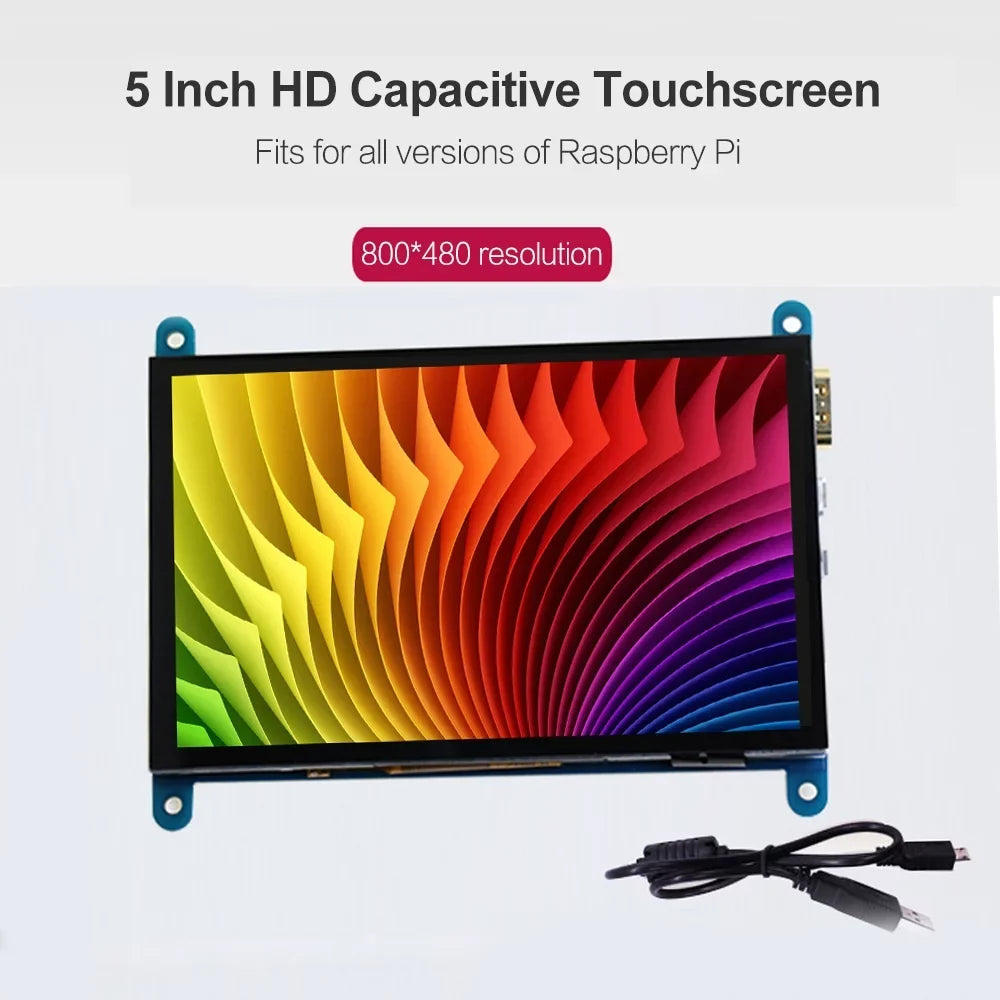 Compatible Inch 5 Monitor Capacitive Portable 800*480 Tool Display Resolution Small Raspberry HD USB Andoer with HD Touchscreen Interface with Pi