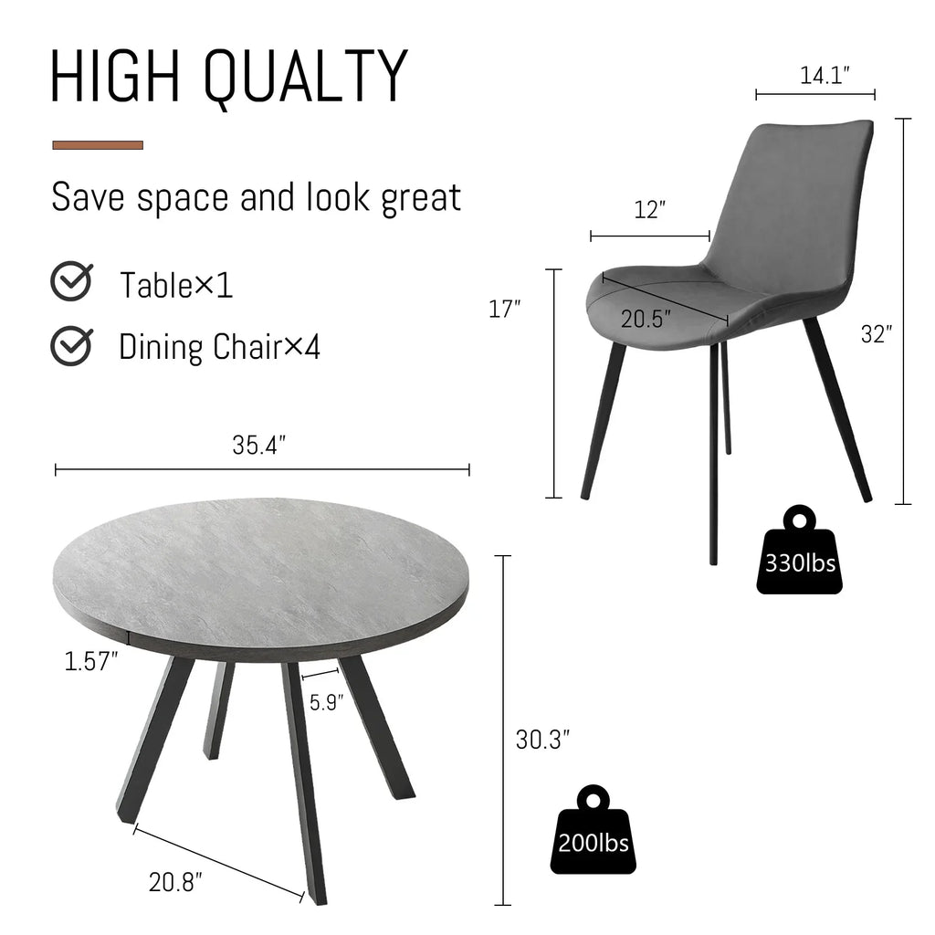 Dining Leisure INCH, Space Saving Round Table, Century Table Table 35 Dining Modern Coffee Mid Set, Round