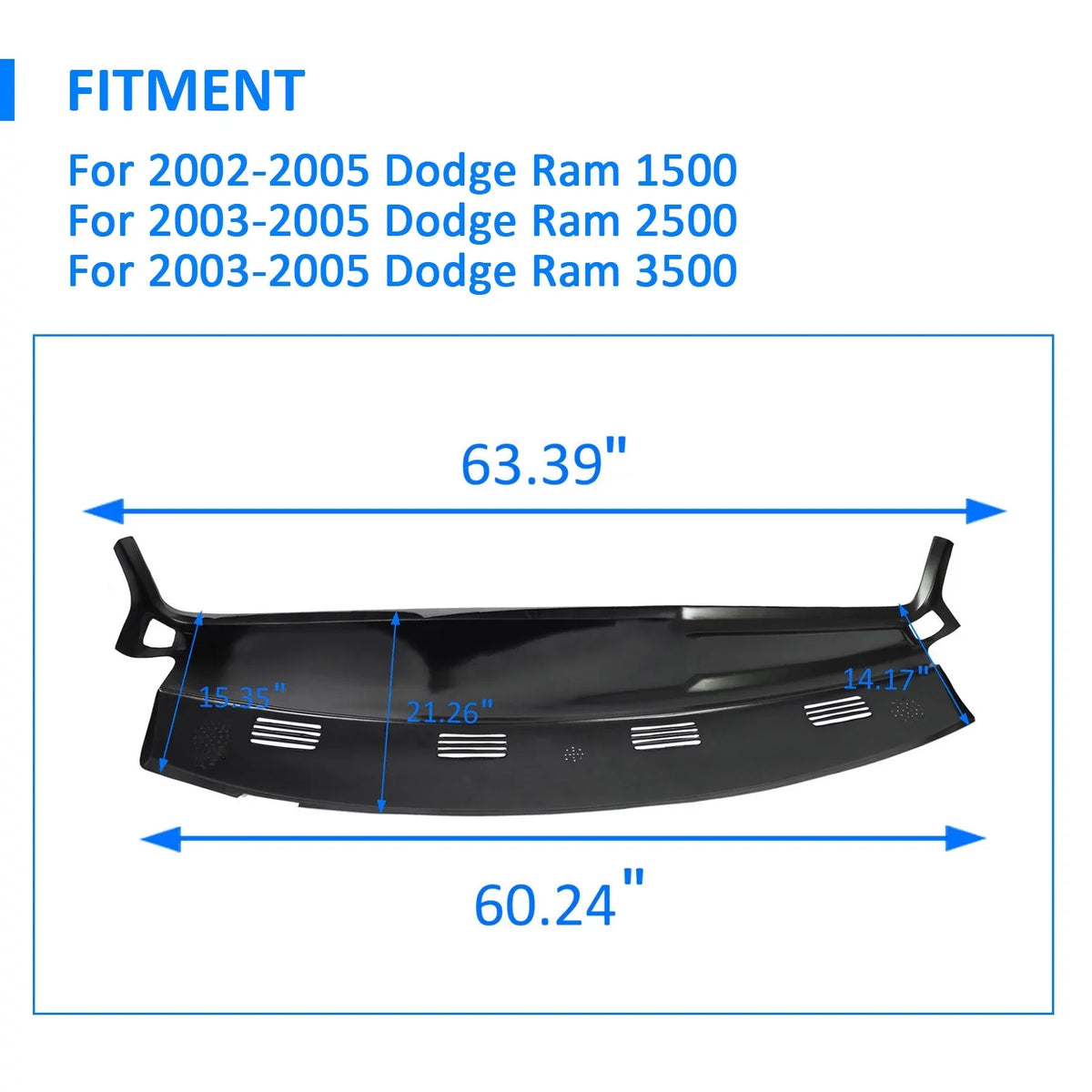 Dodge Overlay Cap Kojem Dashboard 2005 Black for Cover 2003 Molded Cover Dash Protector 2004 Skin 2500 3500 1500 Pad 2002 Ram Board
