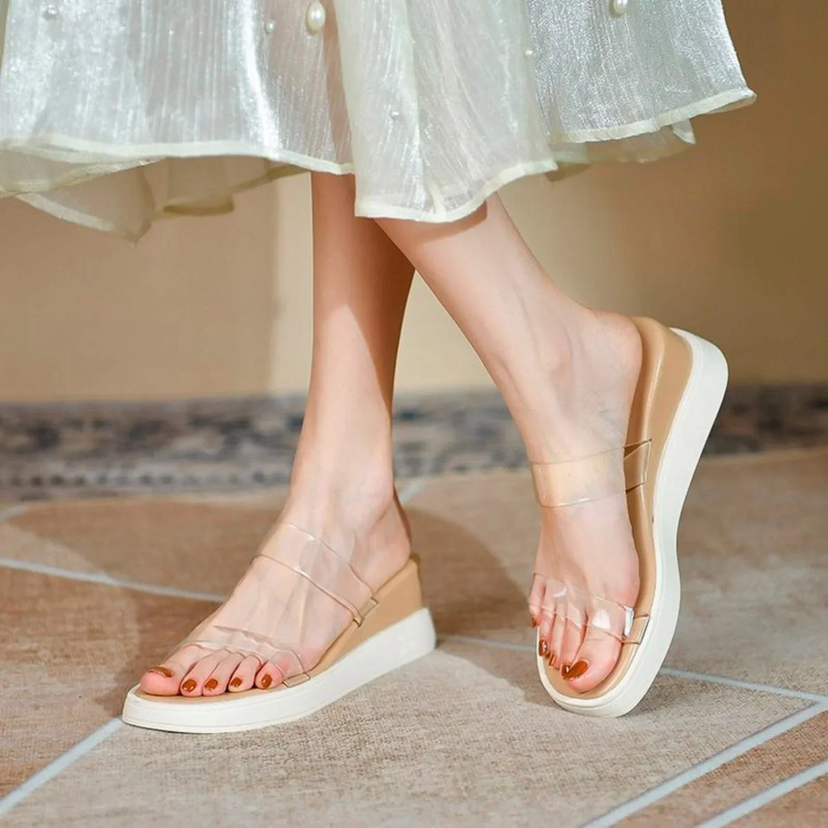 Platform Slippers Platform Sandals Transparent Ankle Women Slippers Sandals ILJNDTGBE Wedge Women Slippers Strap Heeled Rubber Custom for Designer