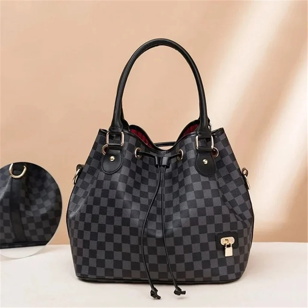 '- for Handbags Women Checkered PU Bag Tote Large Leather Shoulder Vegan