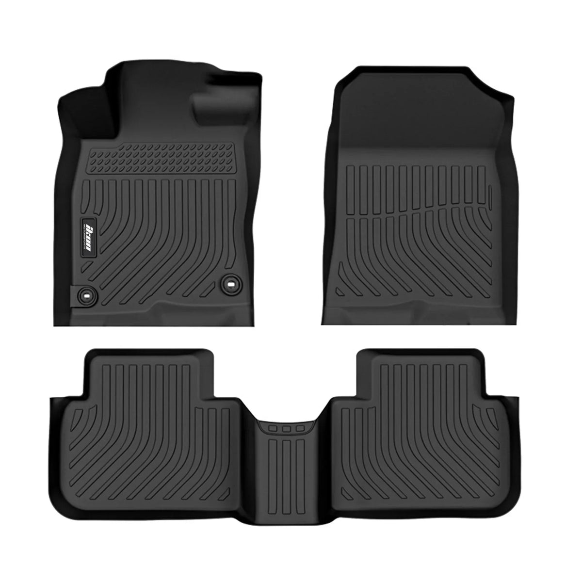 Front Honda Floor Cover 2nd Floor 3D Mats + Ikon Waterproof 2022-2024 Trunk Motorsports with Accessories Set Interior Row Storage climate Civic Compatible Full Anti-Slip All & Black Mat, TPE Liners