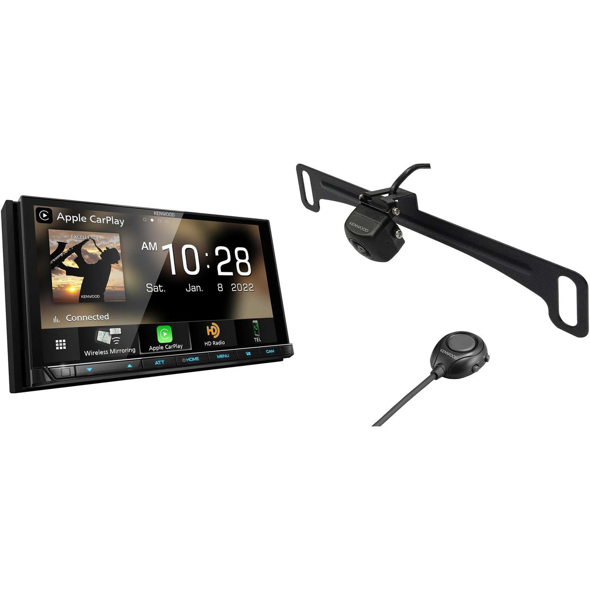 Plate Kenwood License DMX958XR Mounting eXcelon Bluetooth MultiMedia with Receiver CMOS-320LP with Multi-Angle Camera View Rear
