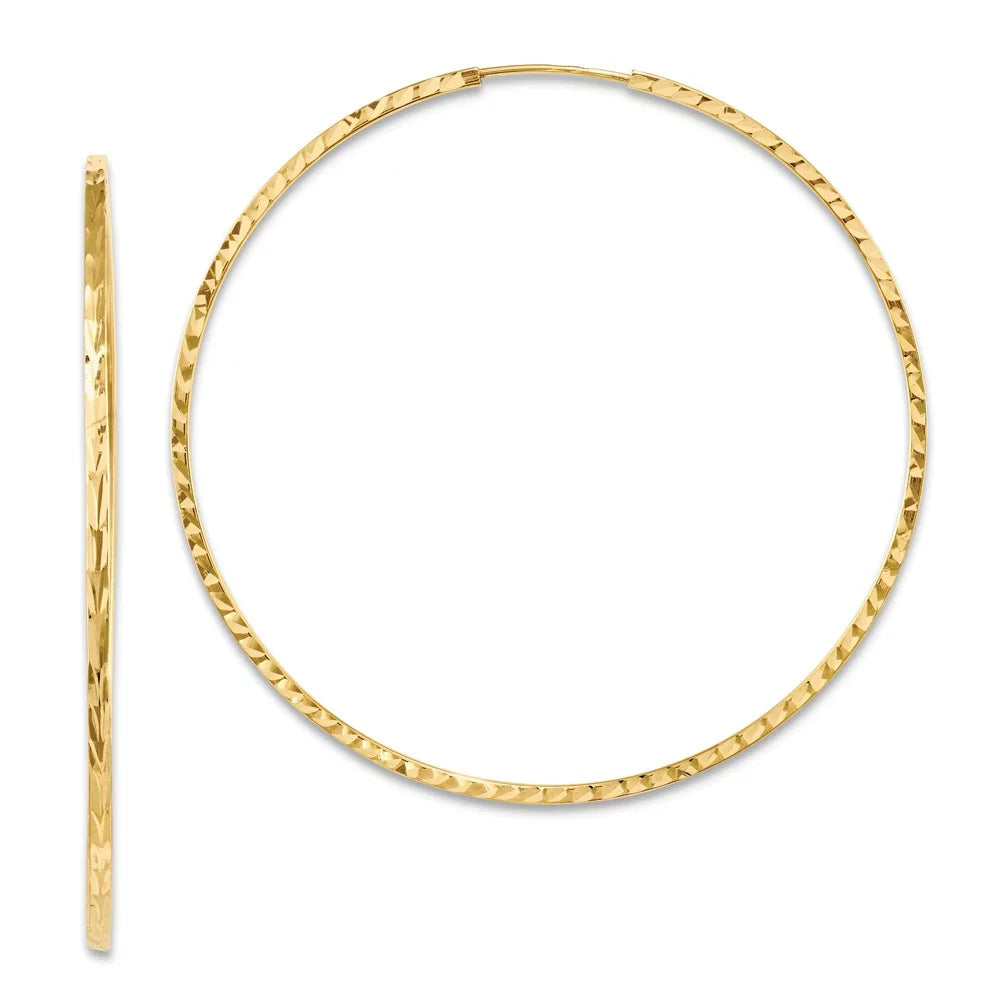for Real Endless 14kt Men Hoop Teens; Women and Square Princess Tube Diamond-cut Earrings; for Adults and Gold Yellow