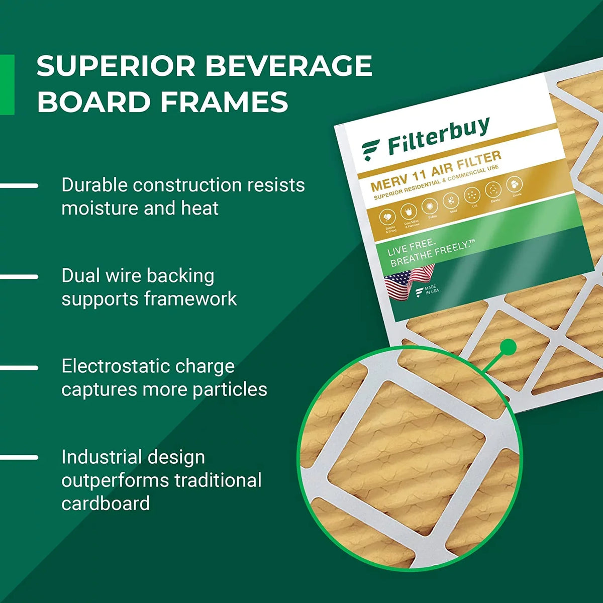 16x21.5x1 Pleated 11 Filterbuy Filters MERV (3-Pack) Furnace AC HVAC Air