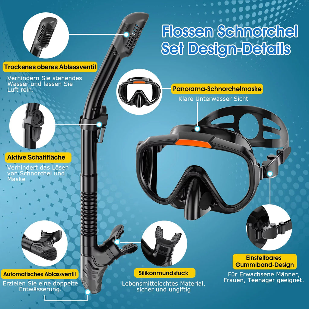 Top View Travel Travel Anti-Leak,Dry Snorkel 1 Adults Anti-Fog for with Snorkeling Panoramic Men in Bag Women,4 and Set for Swimming,Snorkeling Snorkel,Fins and Diving Gear Mask Diving