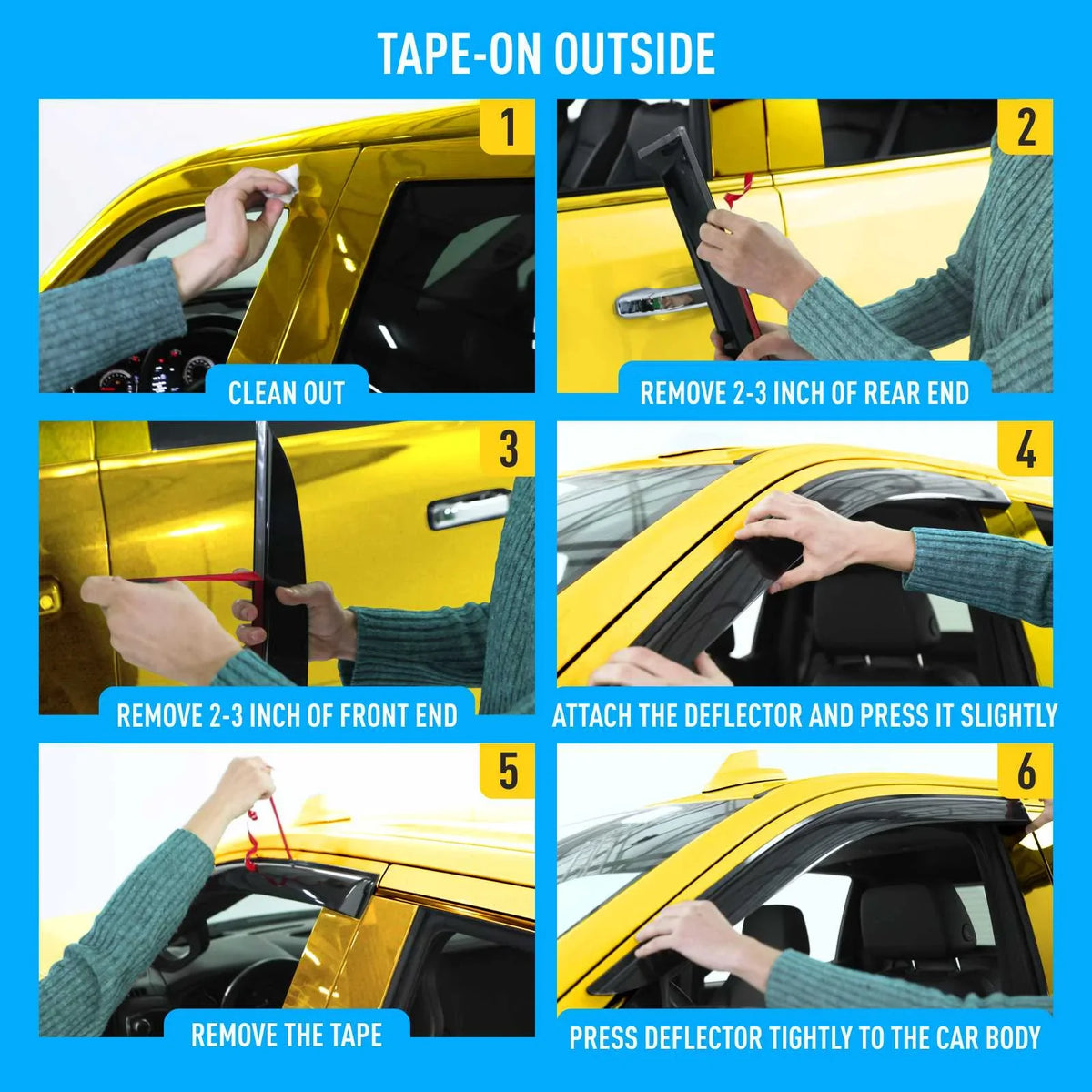 AG0422 Durable Silverado (Chevy) 4pcs. Tape-On for AEROGUYS - Cab, Wind Sun Chevrolet 2019-2024 Rain Fit Accessories Vent Truck Guards Crew Visors, Visors, Extra Visors Deflectors Window 1500 Window