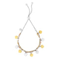 String Silver Jewelstop Draw Sterling Dangle Friendship Tri-Color 9.25" - Bracelet Polished Finish with Charm