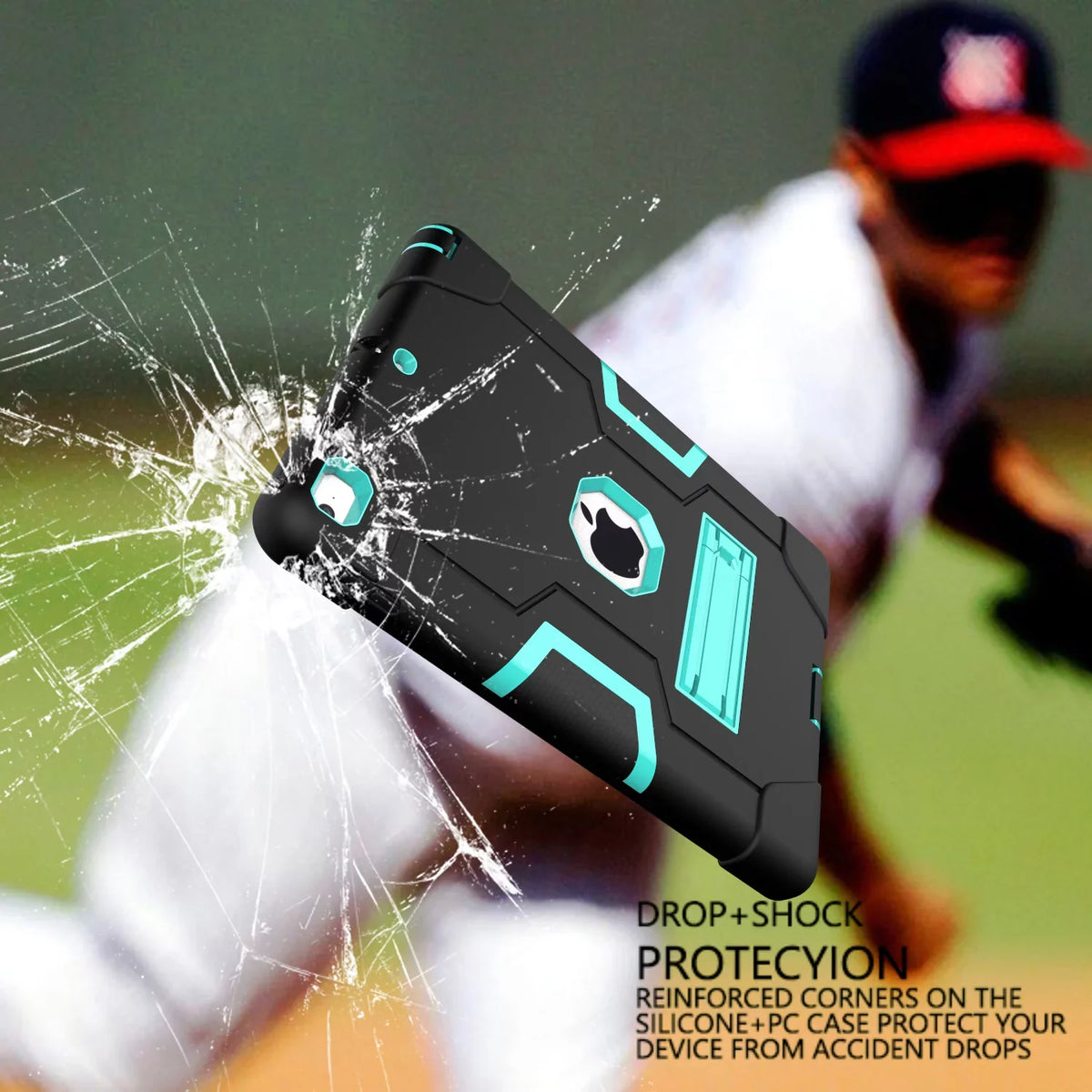 Shockproof 6th/5th Protective A1823 A1954 Cover Allytech (Black/Aqua) Case,Three New Layer for Armor 2017,iPad iPad for A1893 Generation 2017/2018 iPad Case 2018 A1822 Defender Case 9.7 9.7
