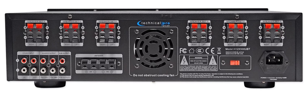 Ceiling 6.5" Receiver+12) Speakers+EQ Home Black 6-Zone, Theater 6000w Bluetooth