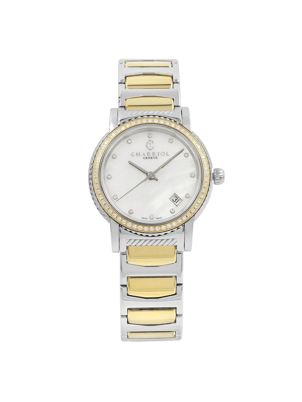 Watch 0.40cttw MOP Steel P33SY2D.921.001 Parisii Charriol Two Quartz Tone Ladies
