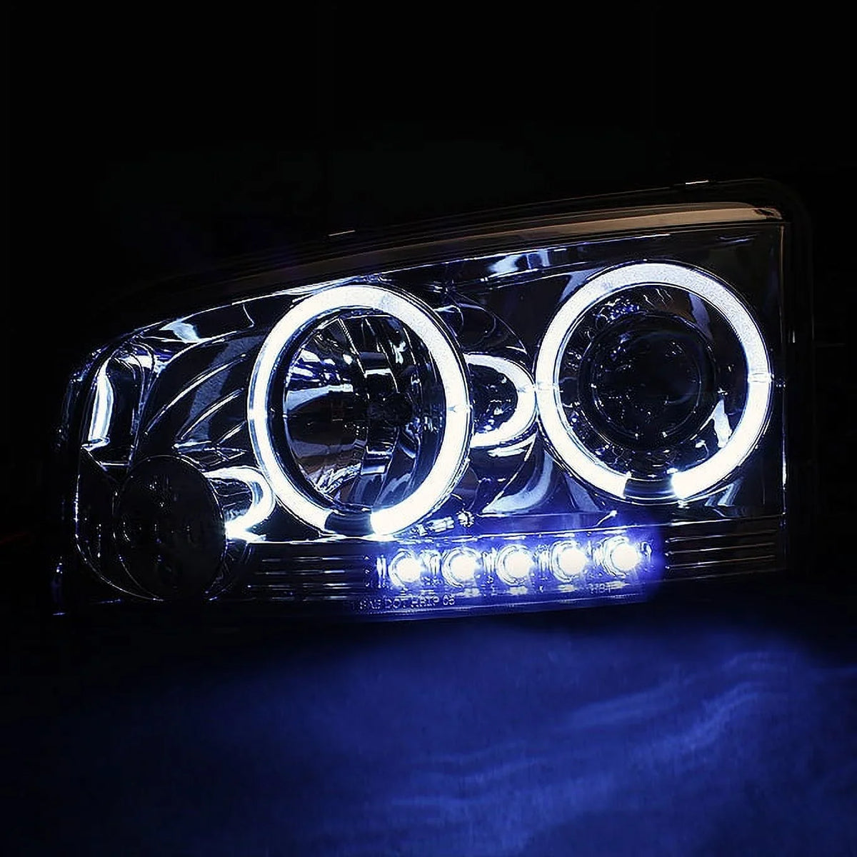 '- Dodge Red Smoked LED Dark 2009-2010 Smoked Tail Charger Lamp AKKON + Projector Halo Headlights For Angel Lights Eye