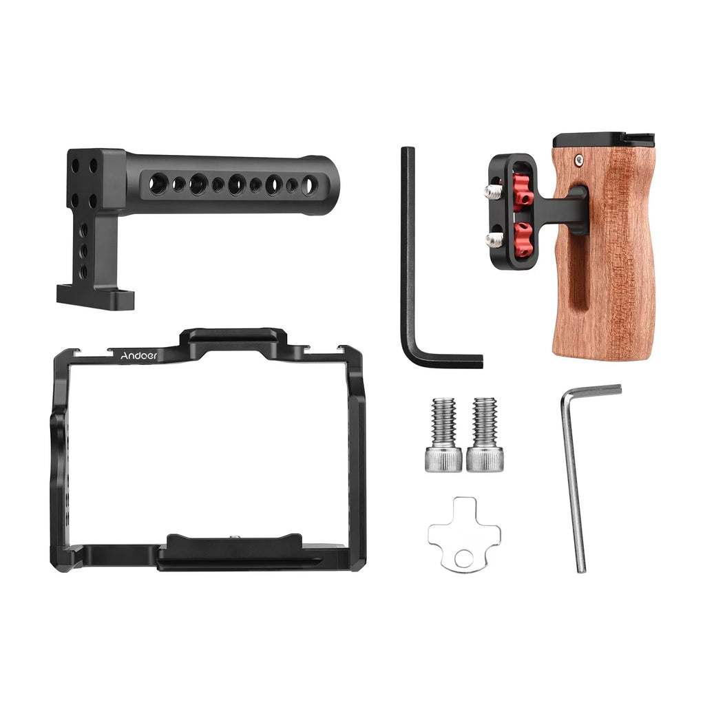 Threads Dual + Alloy II Replacement A7IV/ Aluminum Andoer A7III/ with Mounts Cold A7II/ Inch + Video Handle III/ for Wooden A7R A7R Cage 14 A7S Side Numerous II/ Shoe Kit Grip