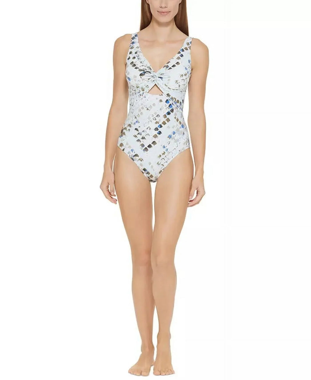 16 Swimsuit, DKNY US One-Piece Cutout MULTI SPLASH Twist-Front
