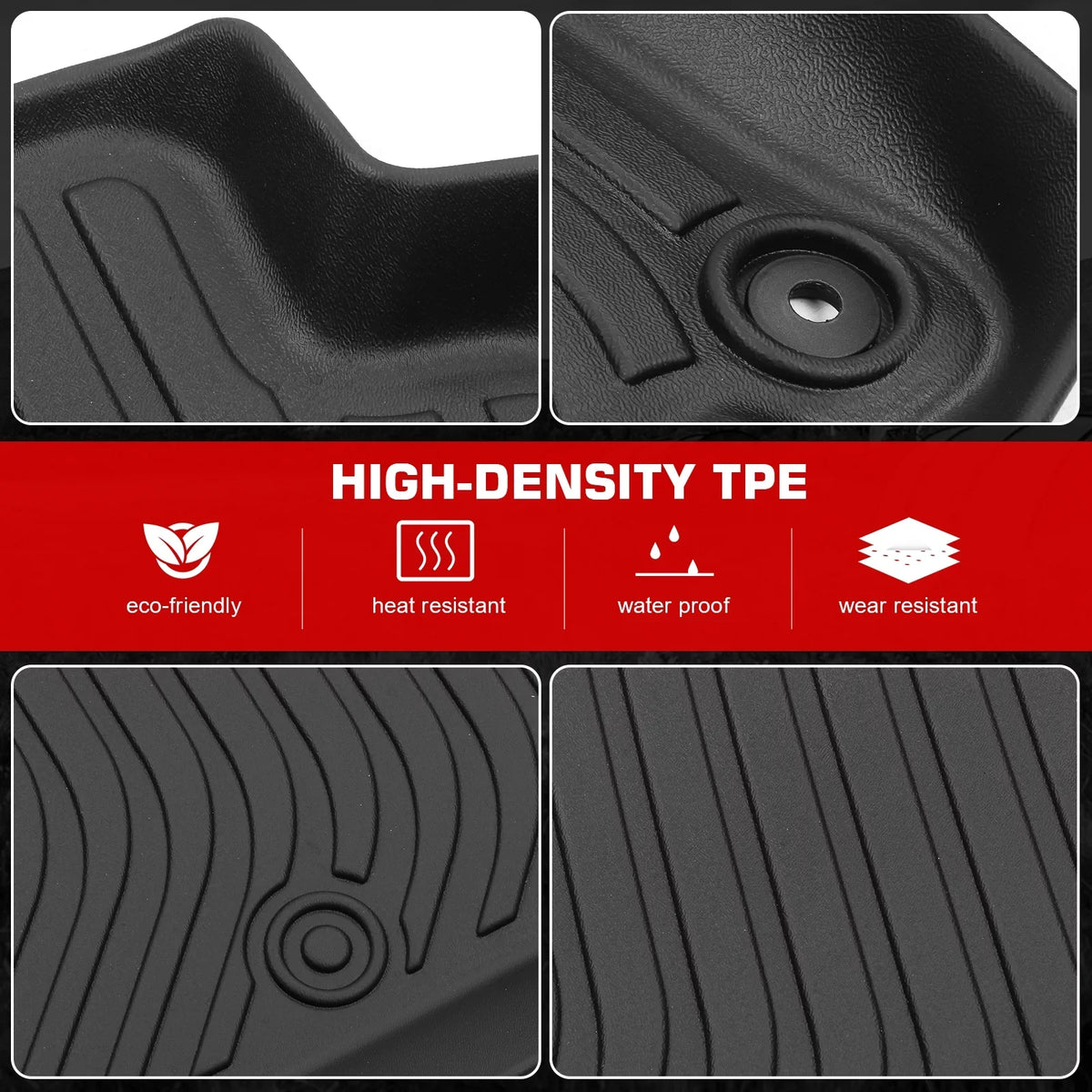 Front Honda Floor Cover 2nd Floor 3D Mats + Ikon Waterproof 2022-2024 Trunk Motorsports with Accessories Set Interior Row Storage climate Civic Compatible Full Anti-Slip All & Black Mat, TPE Liners