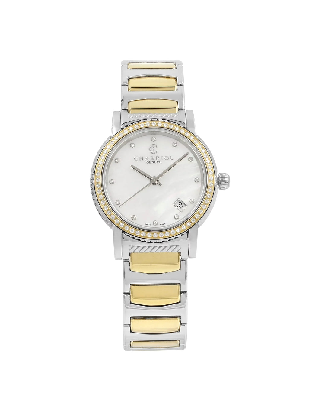 Watch 0.40cttw MOP Steel P33SY2D.921.001 Parisii Charriol Two Quartz Tone Ladies