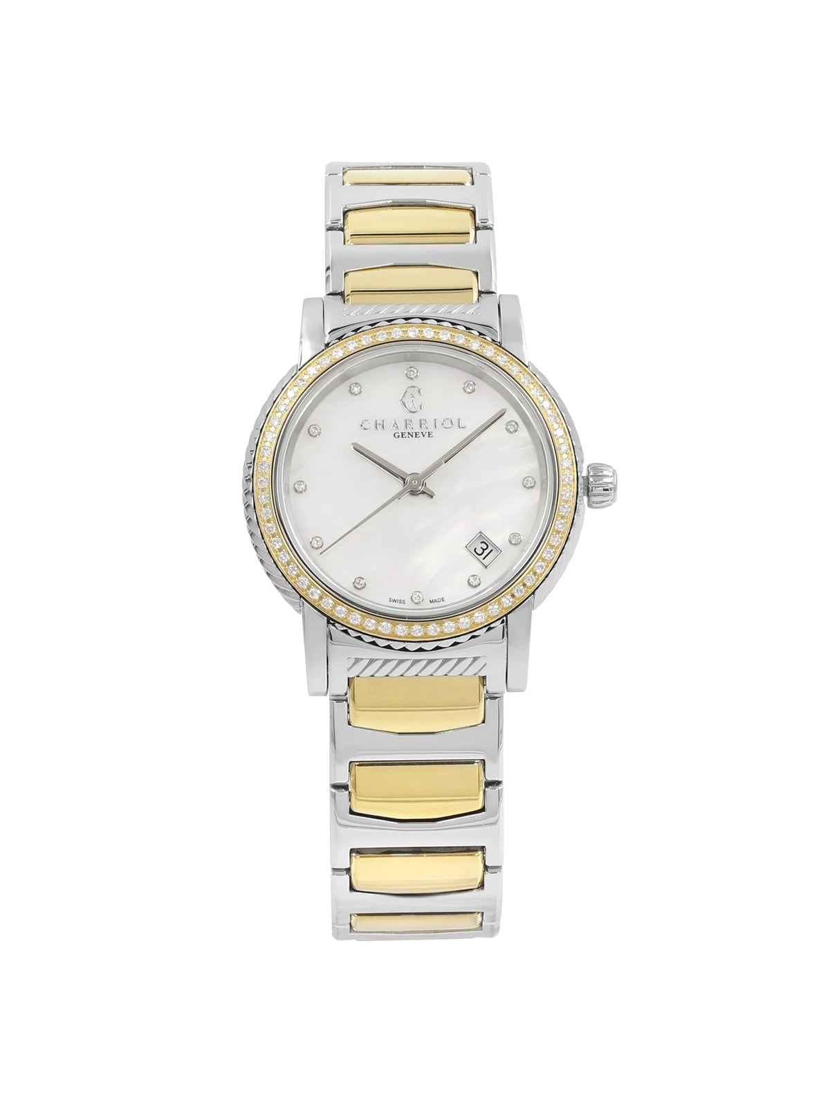 Watch 0.40cttw MOP Steel P33SY2D.921.001 Parisii Charriol Two Quartz Tone Ladies