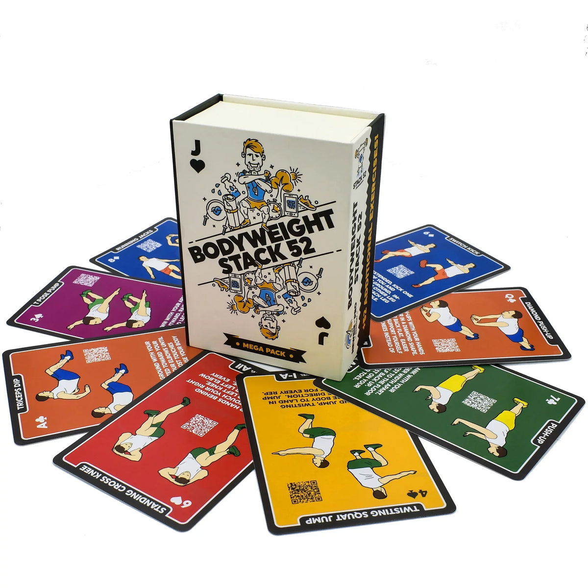 (Bodyweight Exercise by Pack) Fat Card Video 52 No a Bodyweight Cards: Instructions Playing Expert. Included. Needed. Muscle. Designed Fitness Military Equipment Mega Stack Game. Burn Workout Build