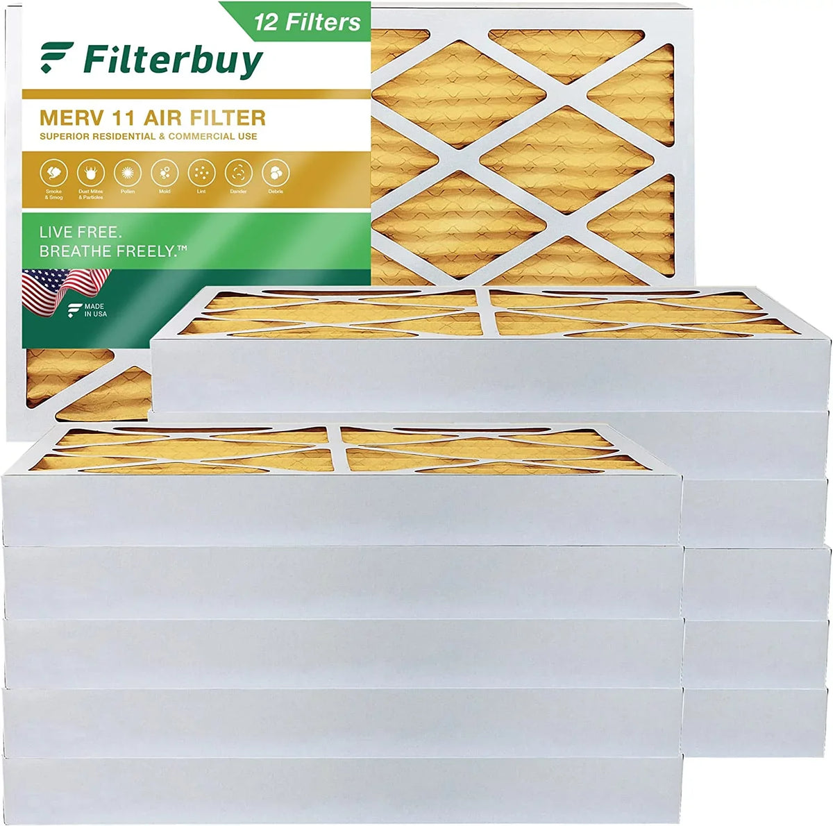 AC (12-Pack) 12x24x4 11 Pleated Filters Filterbuy MERV Air HVAC Furnace