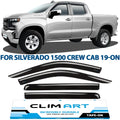Rain Window Durable Tape-on CLIM Silverado/GMC with Vent Guards Visors, Sierra Cab, 1500 2019-2024 ART Incredibly Compatible Deflectors, Accessories, Truck Crew 419160 4pcs- (Chevy) Window Chevrolet