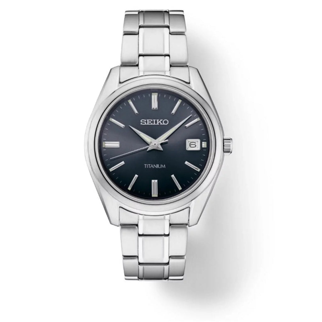 Blue Quartz Classic Titanium Seiko Grey Watch Dial SUR373 Men's