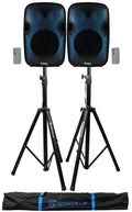 (2) Link+Stands PLIT12 Pro Bluetooth Speakers+Wireless 12" Technical LED Party