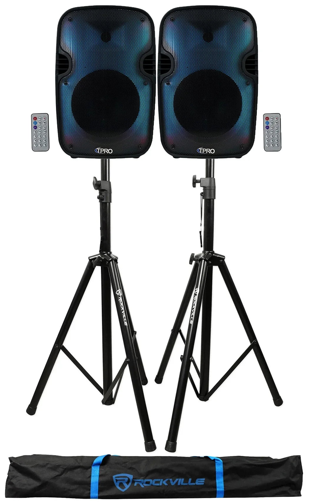 (2) Link+Stands PLIT12 Pro Bluetooth Speakers+Wireless 12" Technical LED Party
