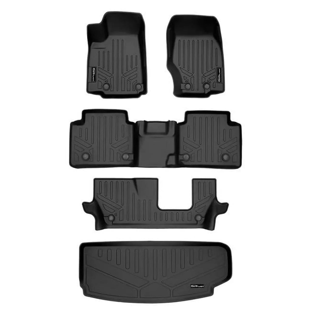 SA0568-B0568-C0568-E0568 Behind Floor Row Cherokee Row & Black Liner 3rd Set Mat 2021-2023 climate L, Fit the All Black Custom Smartliner Jeep for Grand Cargo 3 Liner